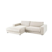 ECKSOFA MADELINE Cremeweiß Cord - Creme/Schwarz, Kunststoff/Textil (270/190cm) - KAWOLA