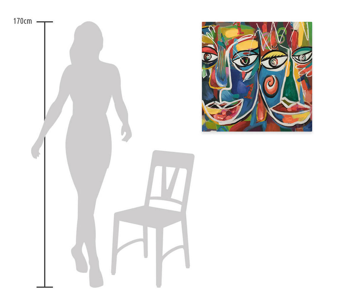 OLEJOMAĽBA 60/60 cm, Zvieratá - biela, drevo/textil (60/60cm) - KUNSTLOFT