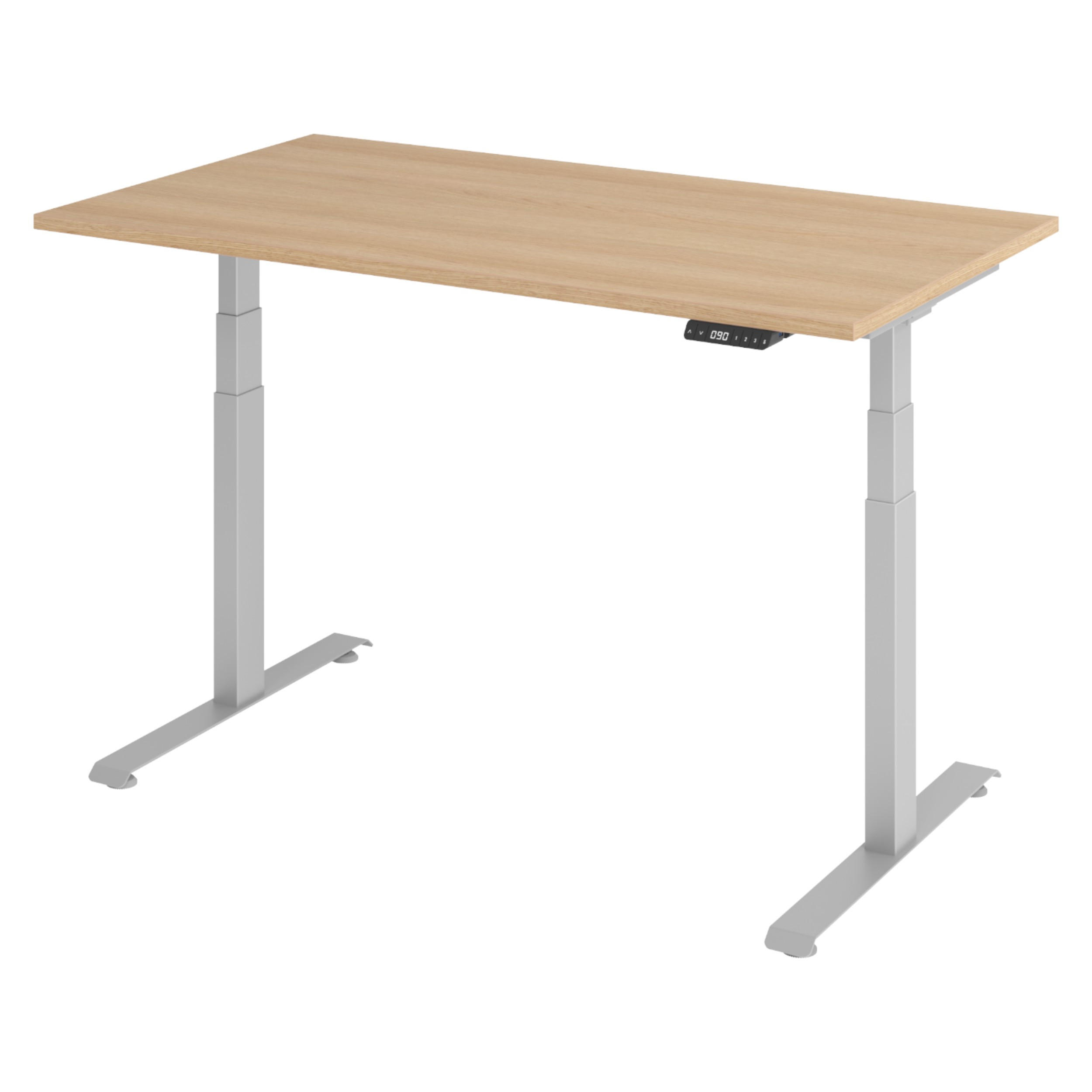 SCHREIBTISCH elektrisch 80/140/74 cm in Eichefarben/Silberfarben - Eichefarben/Silberfarben, Holzwerkstoff (80/140/74cm) - bümö