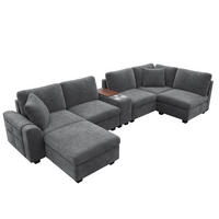 ECKSOFA mit Stauraum und USB Type-C in Grau - Grau, Textil (311/139cm) - EVRYAE