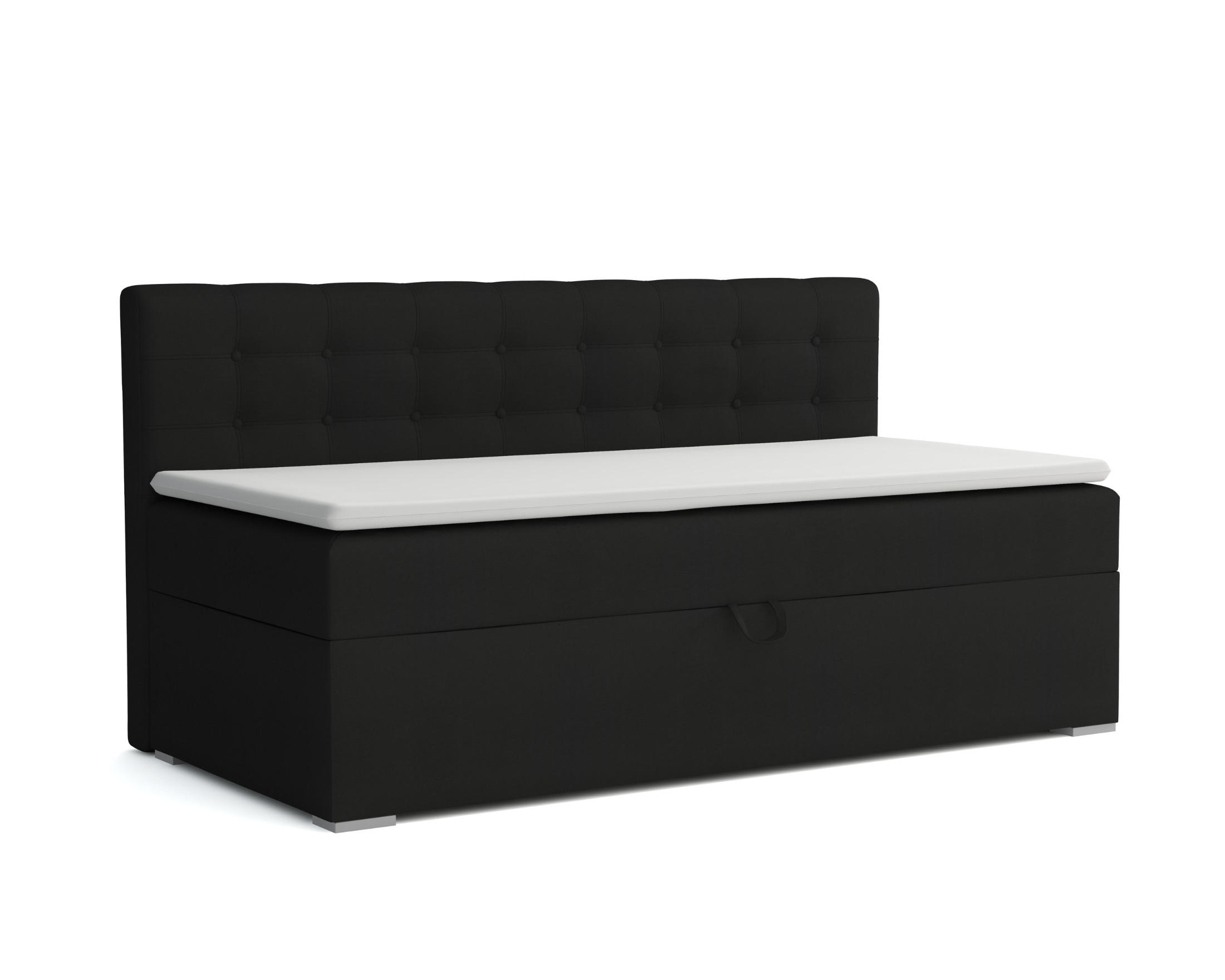 BOXBETT PATI 100/200 Schwarz mit Bonell-Federkernmatratze H3 - Schwarz, Holz/Holzwerkstoff (100/200cm) - Deine Möbel 24