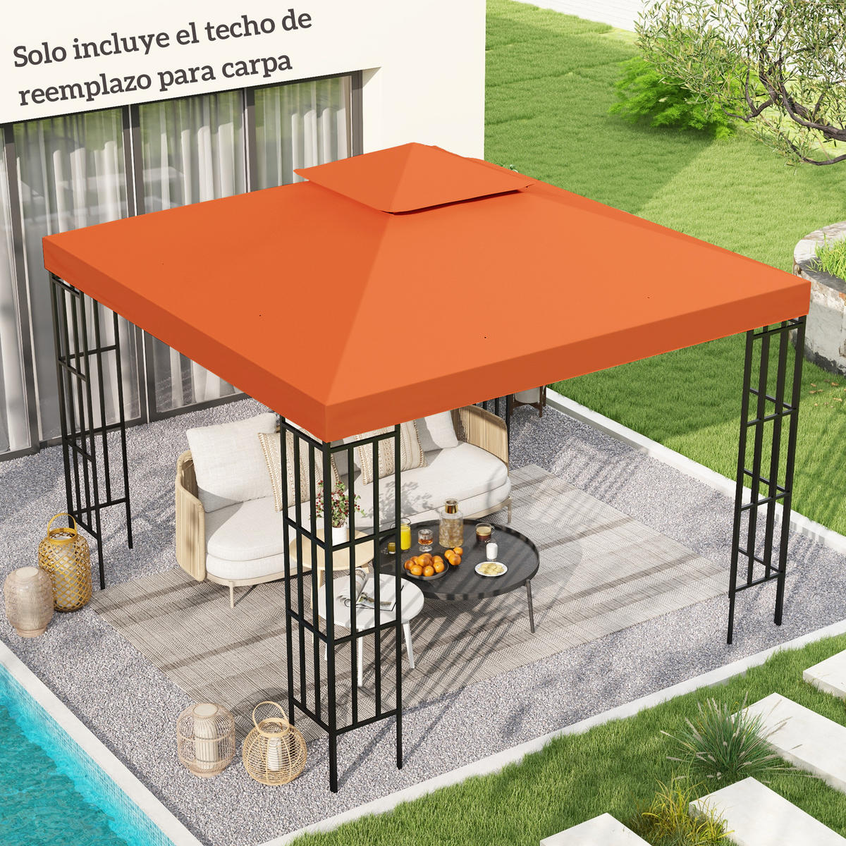 ERSATZDACH, 3x3 m für Zelt/Pavillon, atmungsaktiv, rot, mit 8 Abflusslöchern - Multicolor, Kunststoff (300/300cm) - FORIOUS