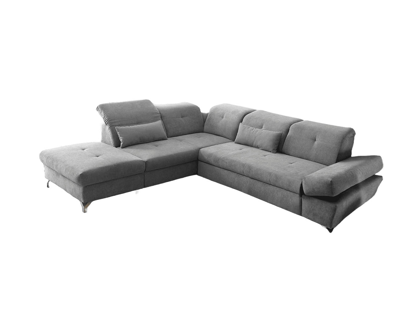 ECKSOFA mit Schlaffunktion und verstellbaren Kopflehnen - Chromfarben/Hellgrau, Textil/Metall (275/245cm) - ed exciting design