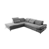 ECKSOFA mit Schlaffunktion und verstellbaren Kopflehnen - Chromfarben/Hellgrau, Textil/Metall (275/245cm) - ed exciting design