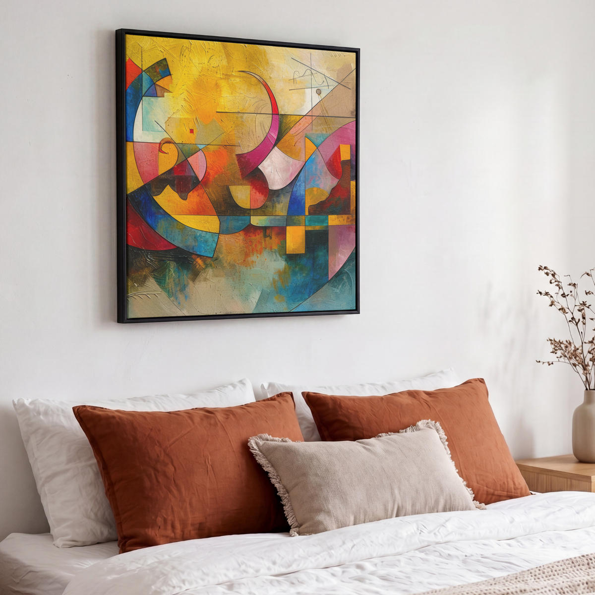 LEINWAND Bilder mit Rahmen - Kunst - Abstrakt - Modern - 50x50 - Gelb, Textil (50/50cm) - MuchoWow