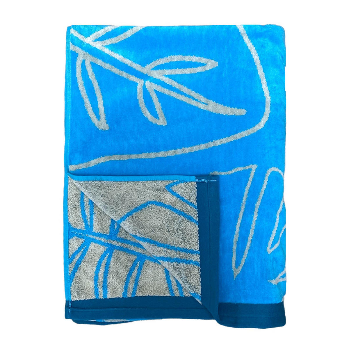 STRANDTUCH Velours-Jacquard Kentia 100x175 470 g/m2 blau - Blau, Textil (100/175cm) - LE COMPTOIR DE LA PLAGE