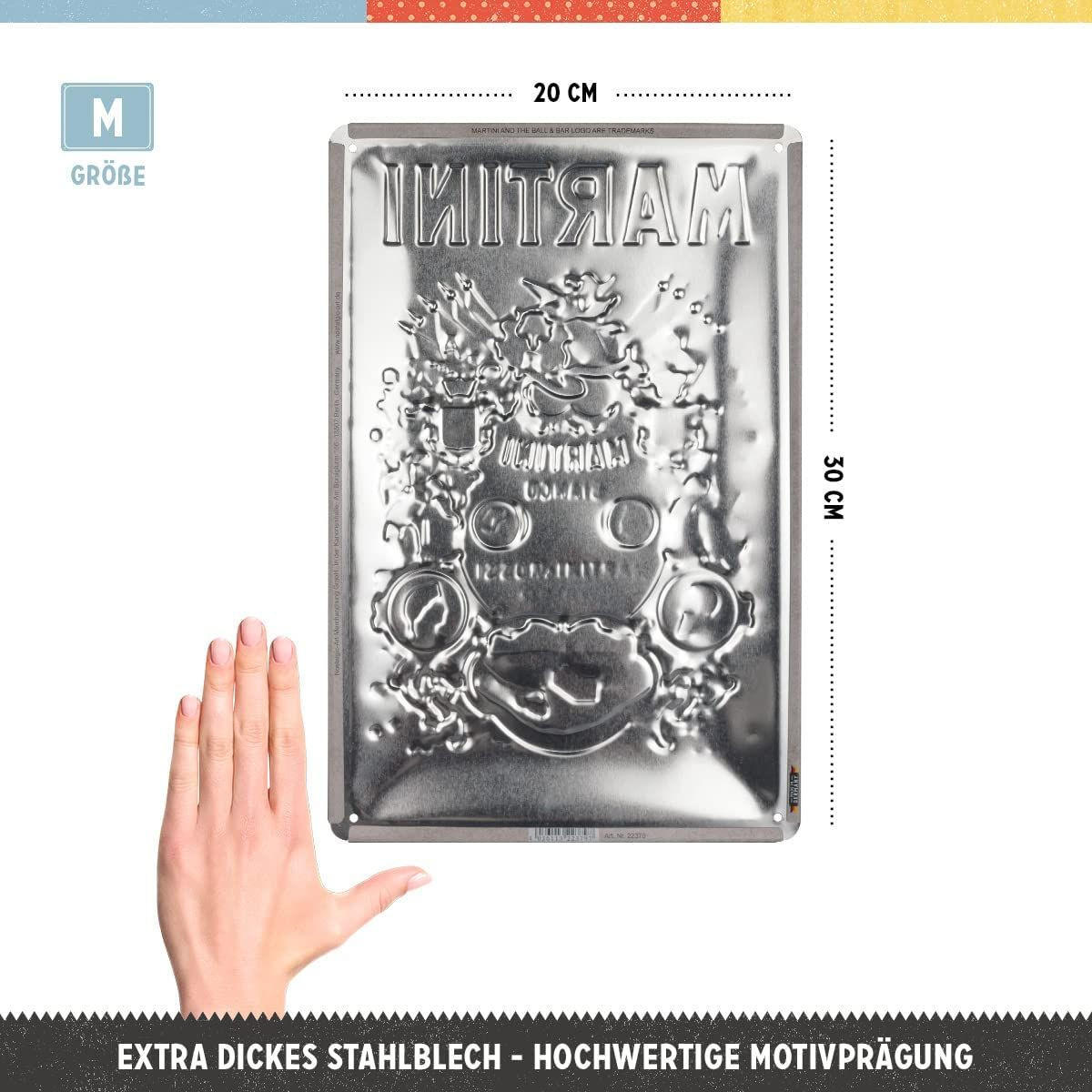 BLECHSCHILD 20/30 cm Martini Bianco Vermouth Label - Multicolor, Metall (20/30/0.2cm) - Nostalgic-Art