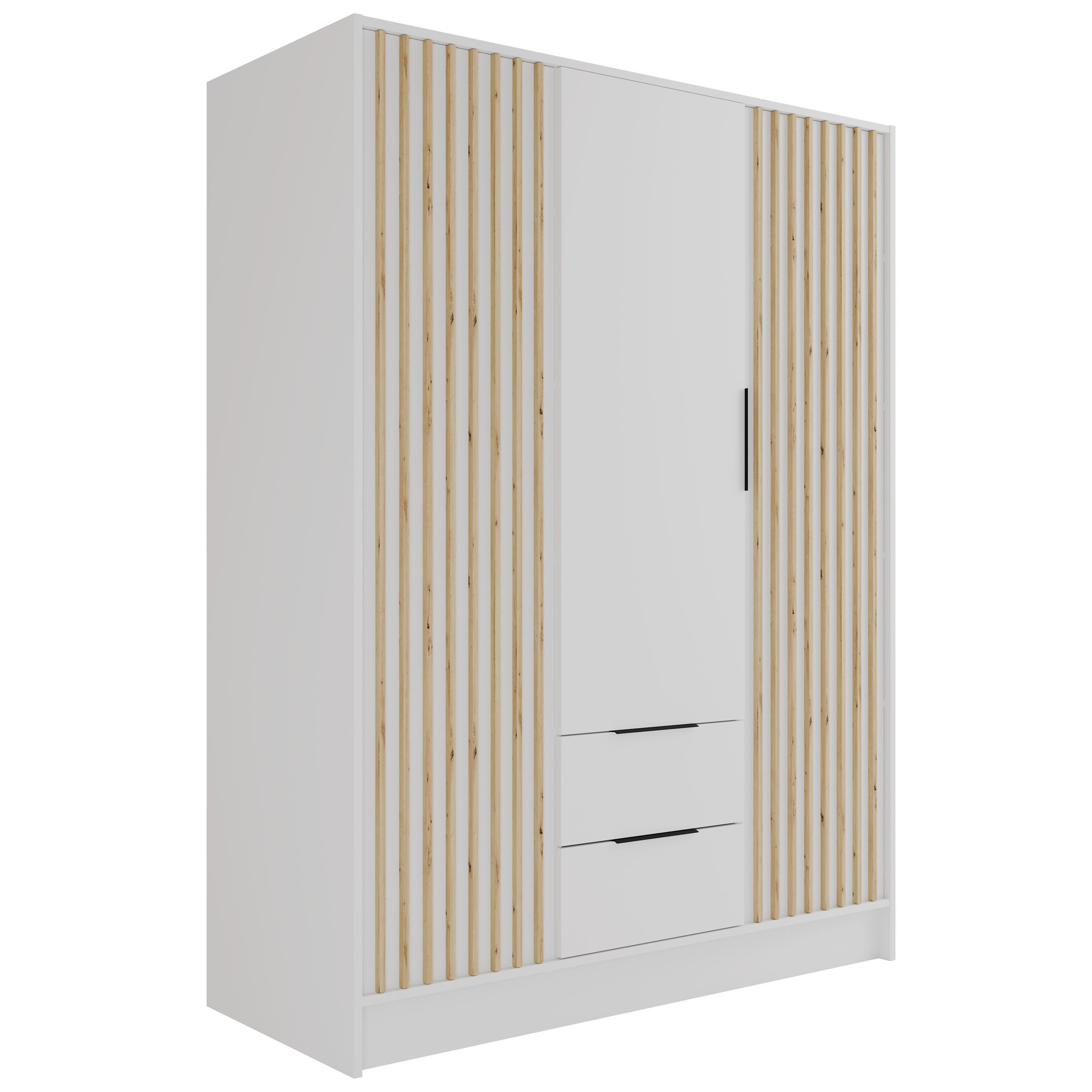 KLEIDERSCHRANK NELIA - 150 cm - Weiß/Eiche Artisan, Holzwerkstoff (150/200/51cm) - ALTDECOR