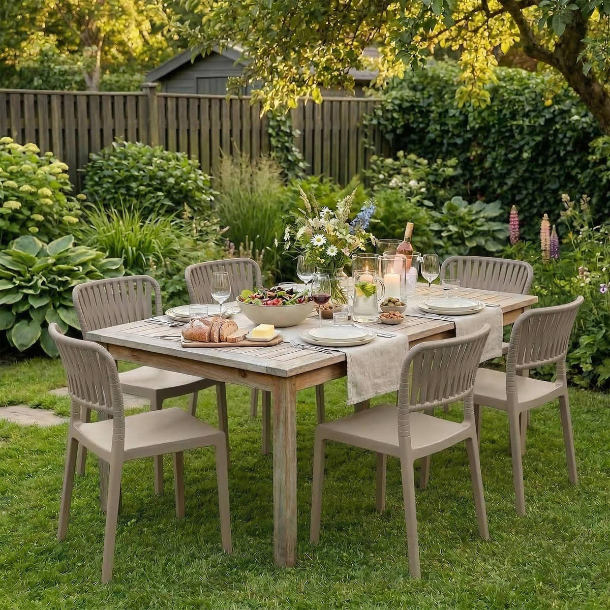 GARTENSTUHL 4er Set Kunststoff Taupe - Taupe, Kunststoff (45/84/55cm) - CLP