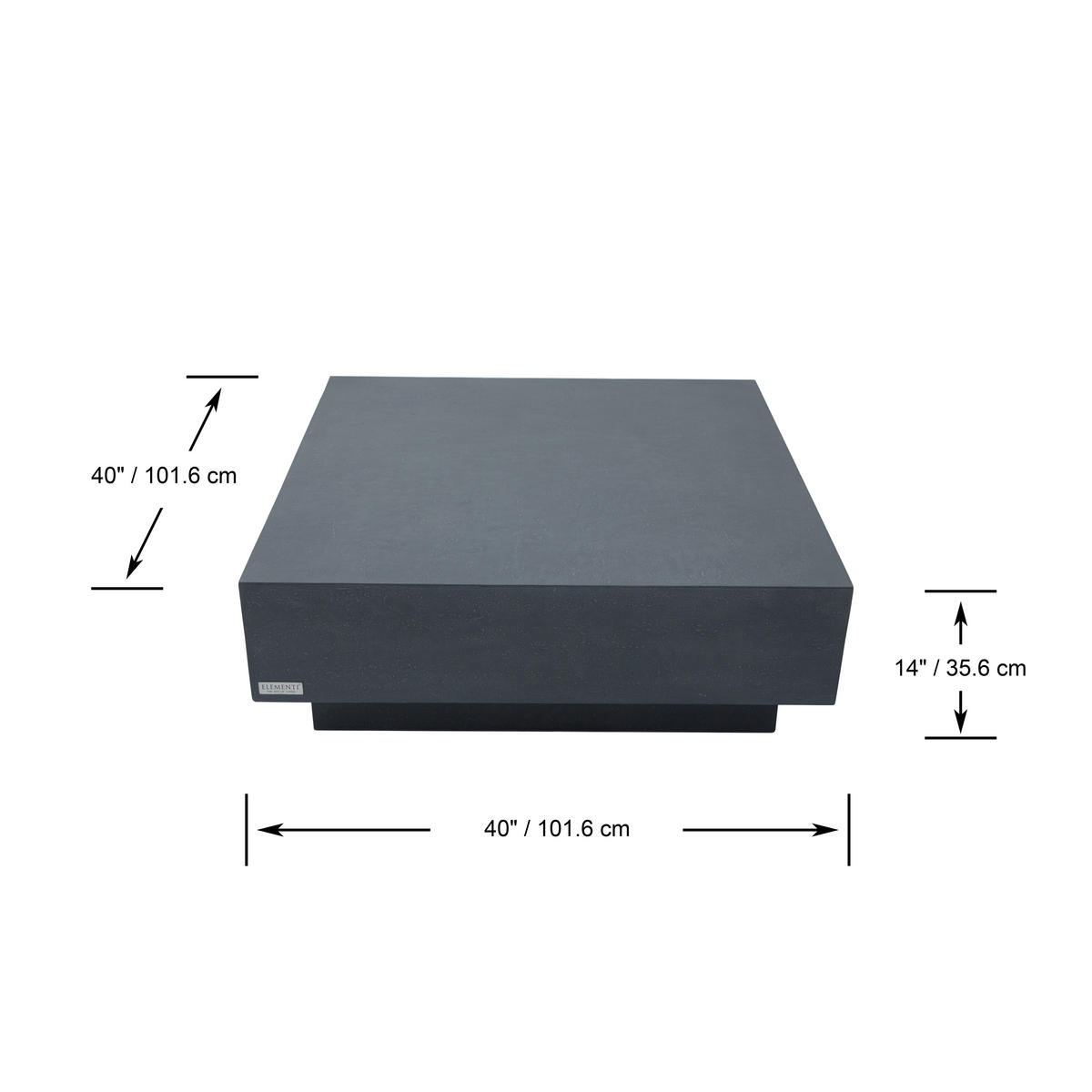 COUCHTISCH TEVERE aus GF-Beton Quadratisch, Wetterbeständig, 102x102x36 cm - Dunkelgrau, Naturmaterialien (102/102/36cm) - Elementi