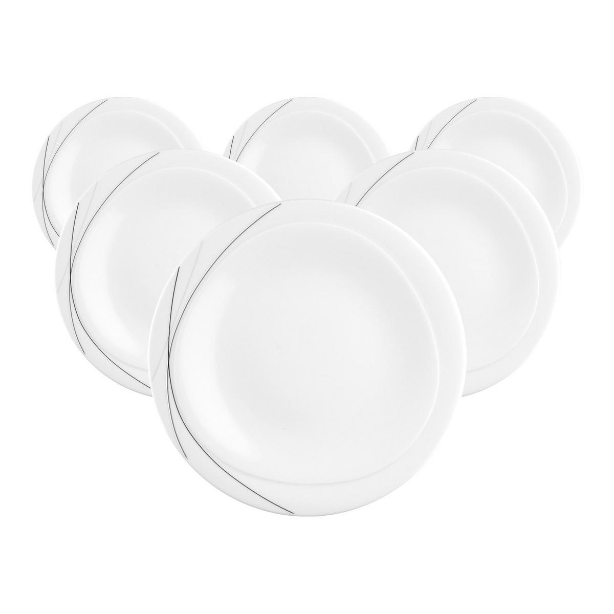 FRÜHSTÜCKSTELLER Trio Highline weiß-grau ø 23 cm 6er Set - Weiß/Grau, Keramik (23cm) - Seltmann Weiden