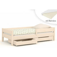 KINDERBETT Mix 160x80 naturweiß mit Schubladen und Matratze - Weiß, Holzwerkstoff (80/160cm) - LUKDOM