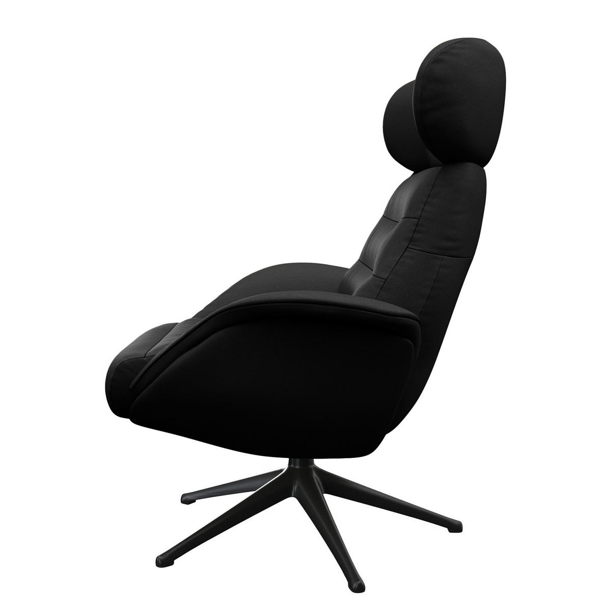 RELAXSESSEL - Schwarz, Leder/Metall (90/107/90cm) - home24