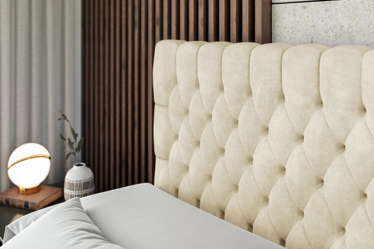 BOXBETT mit Matratze H3 und Lattenrost - SERENE - 160x200 Beige - Beige, Holzwerkstoff (160/200cm) - ALTDECOR