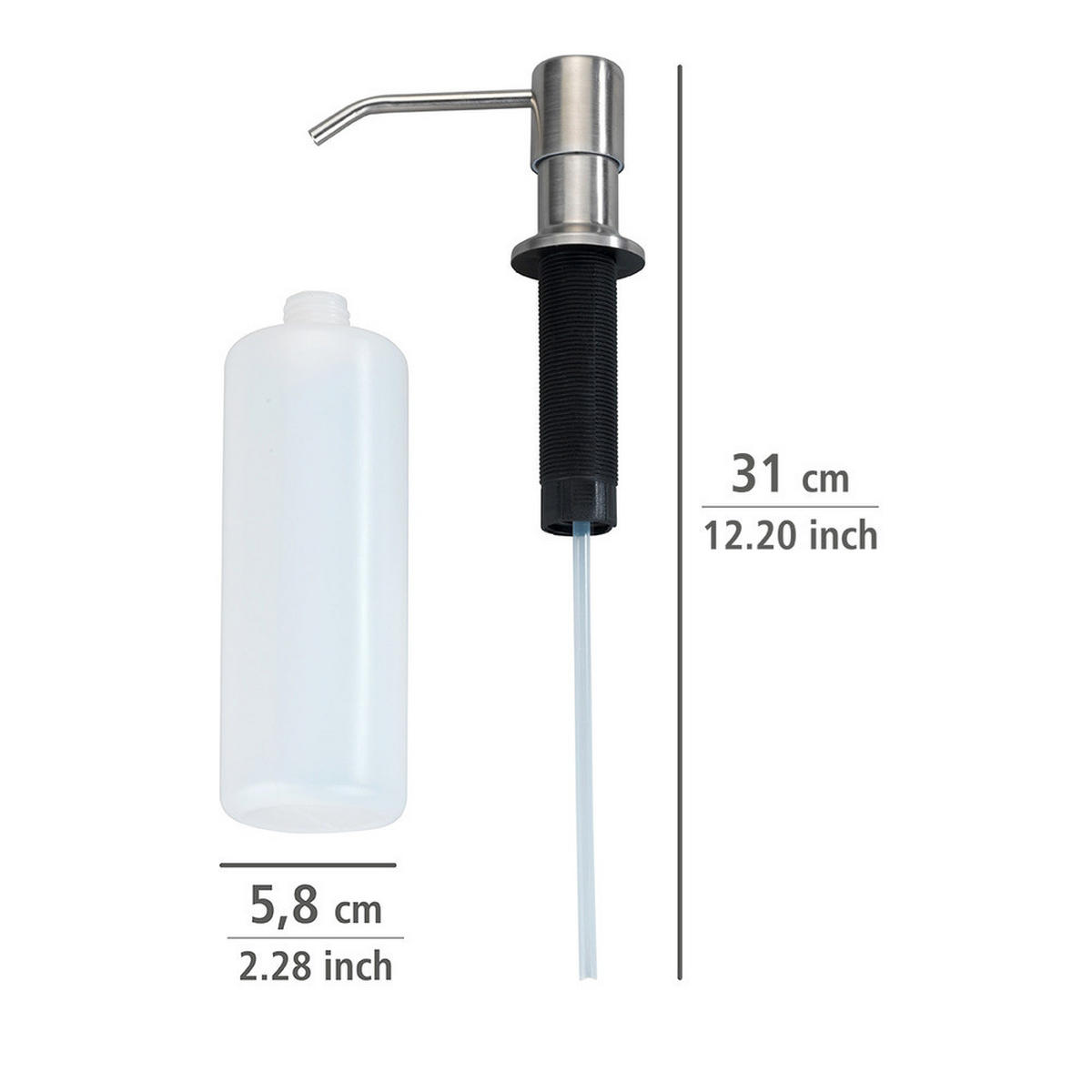 SEIFENSPENDER in -Arbeitsplatte Monti 400 ml 5,8/5,8/31 cm - Silberfarben, Kunststoff (5.8/31/5.8cm) - Wenko