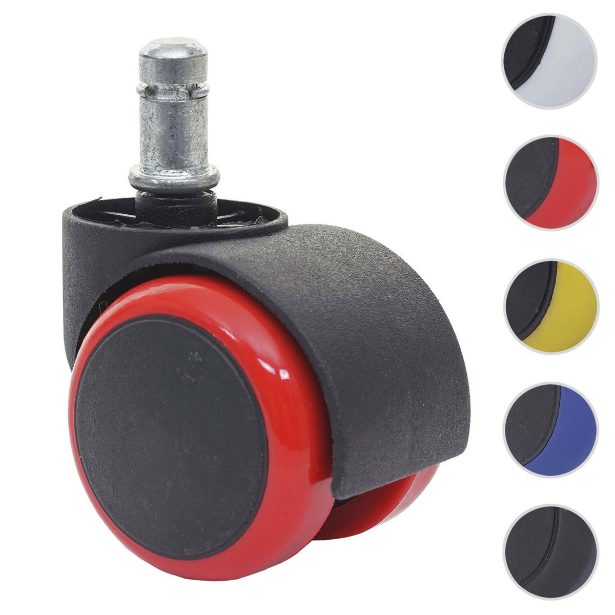 HARTBODENROLLEN 5ER SET Schwarz, Rot 5er-Set - Rot/Schwarz, Metall (1/1/1cm) - MCW