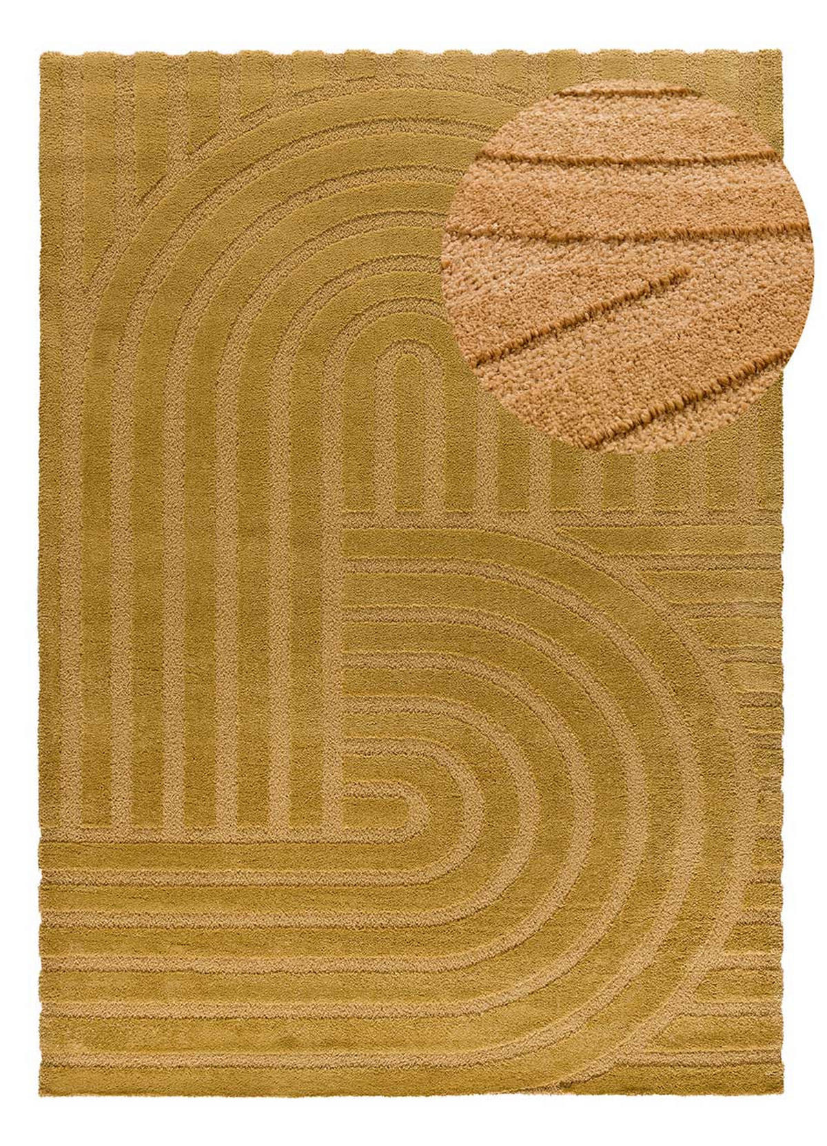 WEBTEPPICH Senf Snowy 160/230 cm - Dunkelgelb, Naturmaterialien/Textil (160/230cm) - Atticgo