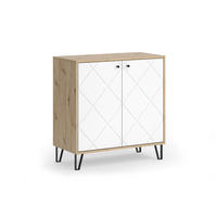 KOMMODE Nizza Artisan/Weiß 80.2 x 82.6 cm mit 2 Türen - Eiche Artisan/Weiß, Holzwerkstoff (80.2/82.6/40.1cm) - Vicco