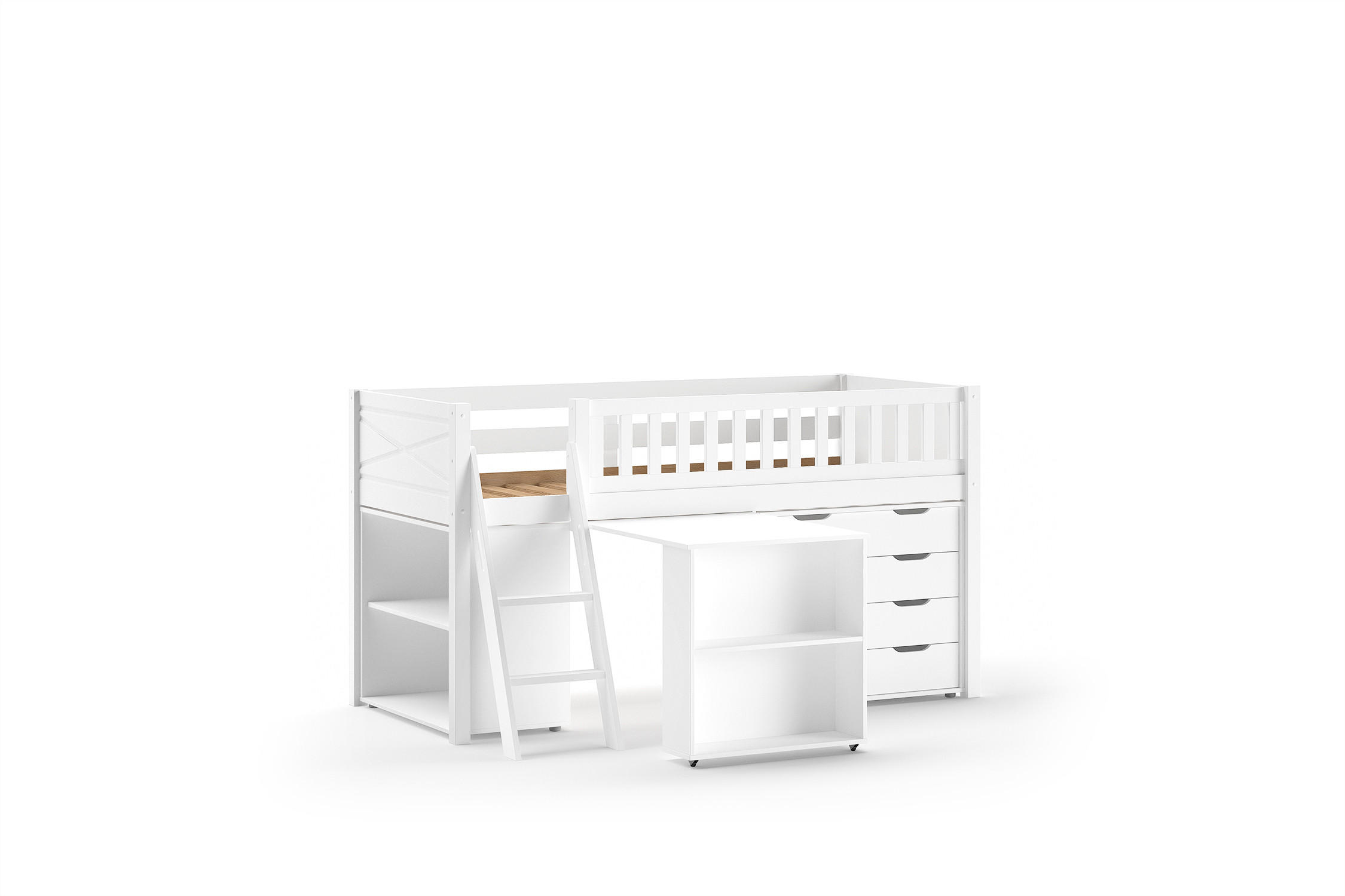 HOCHBETT SCOTT Weiß 135x208x114 cm - Weiß, Holz - FURNLUX