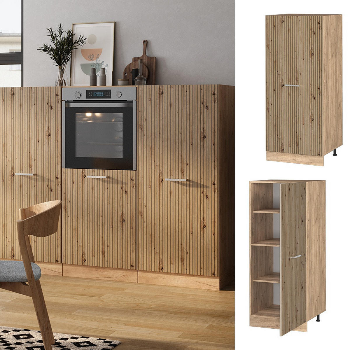 DULAP ÎNALT R-Line Stejar artizanal 60 cm - stejar miere/stejar Artisan, compozit lemnos (60/143/57cm) - Vicco