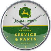WANDUHR 31 cm John Deere Service & Parts - Weiß/Grün, Metall (31/31/5cm) - Nostalgic-Art