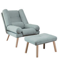 RELAXSESSEL LILA mit hocker, 75/75/100 cm, Blau - Blau, Holz/Textil (75/100/75cm) - Idohome