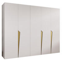 DREHTÜRENSCHRANK 202/250/52 5-türig - Goldfarben/Weiß, Holz/Metall (250/202/52cm) - Abiks Möbel