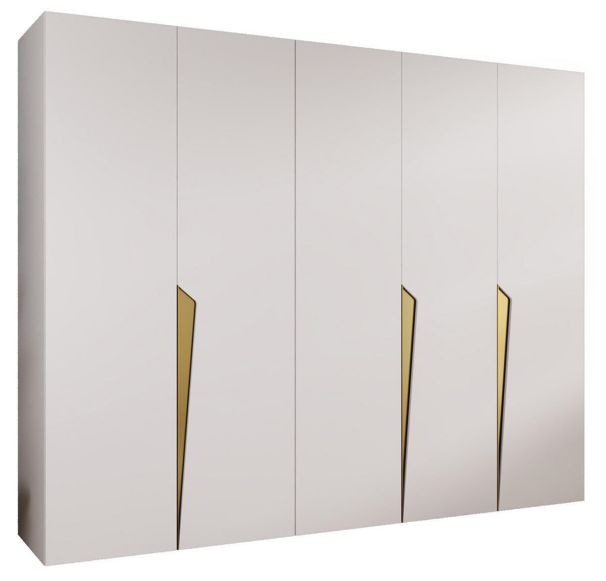 DREHTÜRENSCHRANK 202/250/52 5-türig - Goldfarben/Weiß, Holz/Metall (250/202/52cm) - Abiks Möbel