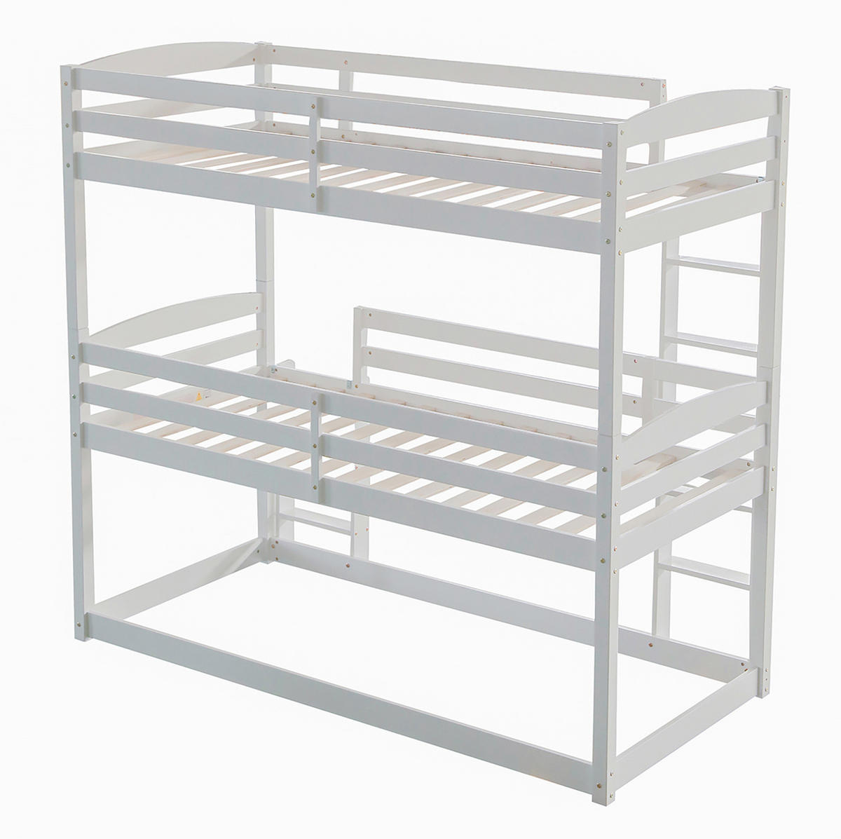 POSCHODOVÁ posteľ 90/200 cm biela trojitá rozložiteľná z borovicového dreva - biela, drevo (90/200cm) - OKWISH