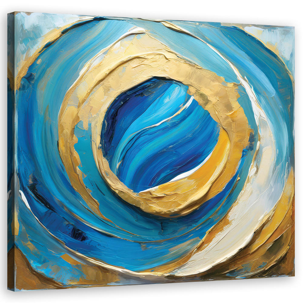 WANDBILD blaue abstraktion wie gemalt - Blau, Textil (50/50cm) - Feeby