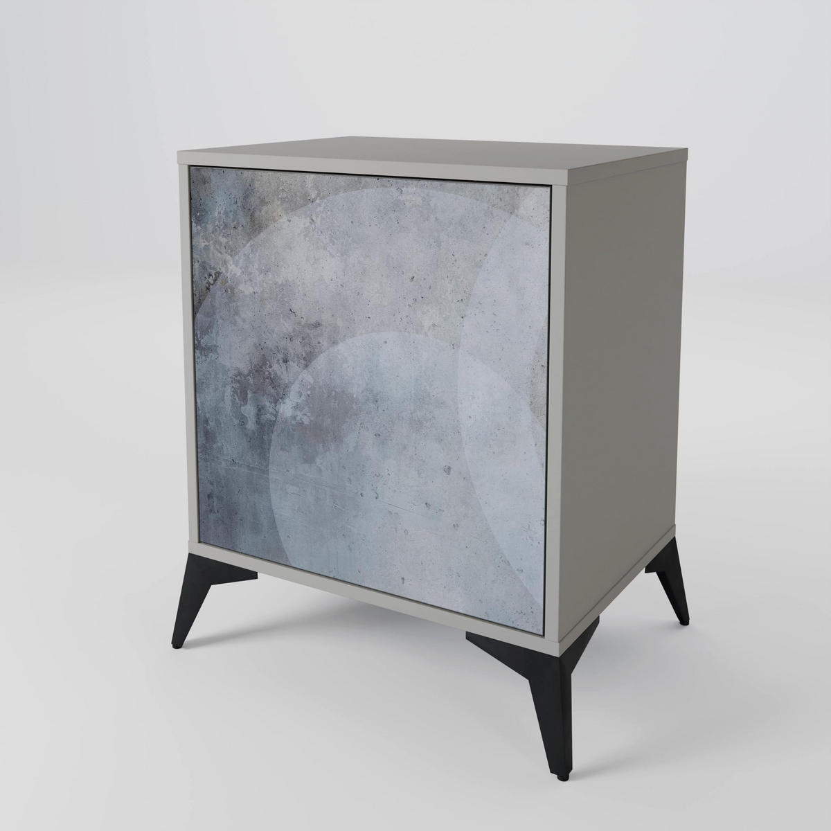 SIDEBOARD MUTED ARC, Grau, 57,5x42x77,5 cm, Schräge Buchenholzfüße - Buchefarben/Multicolor, Holzwerkstoff/Buchenholz (57.5/77.5/42cm) - SpaceRebels