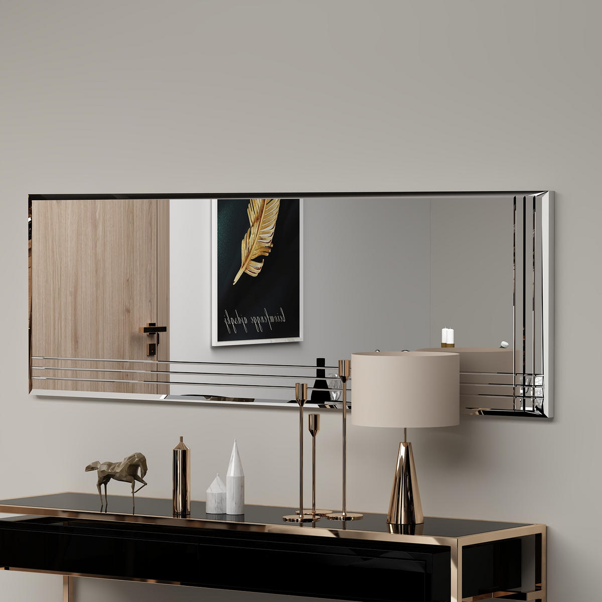 WANDSPIEGEL TROI OS 91164 - Silberfarben, Glas/Holzwerkstoff (40/120/2cm) - moebel17