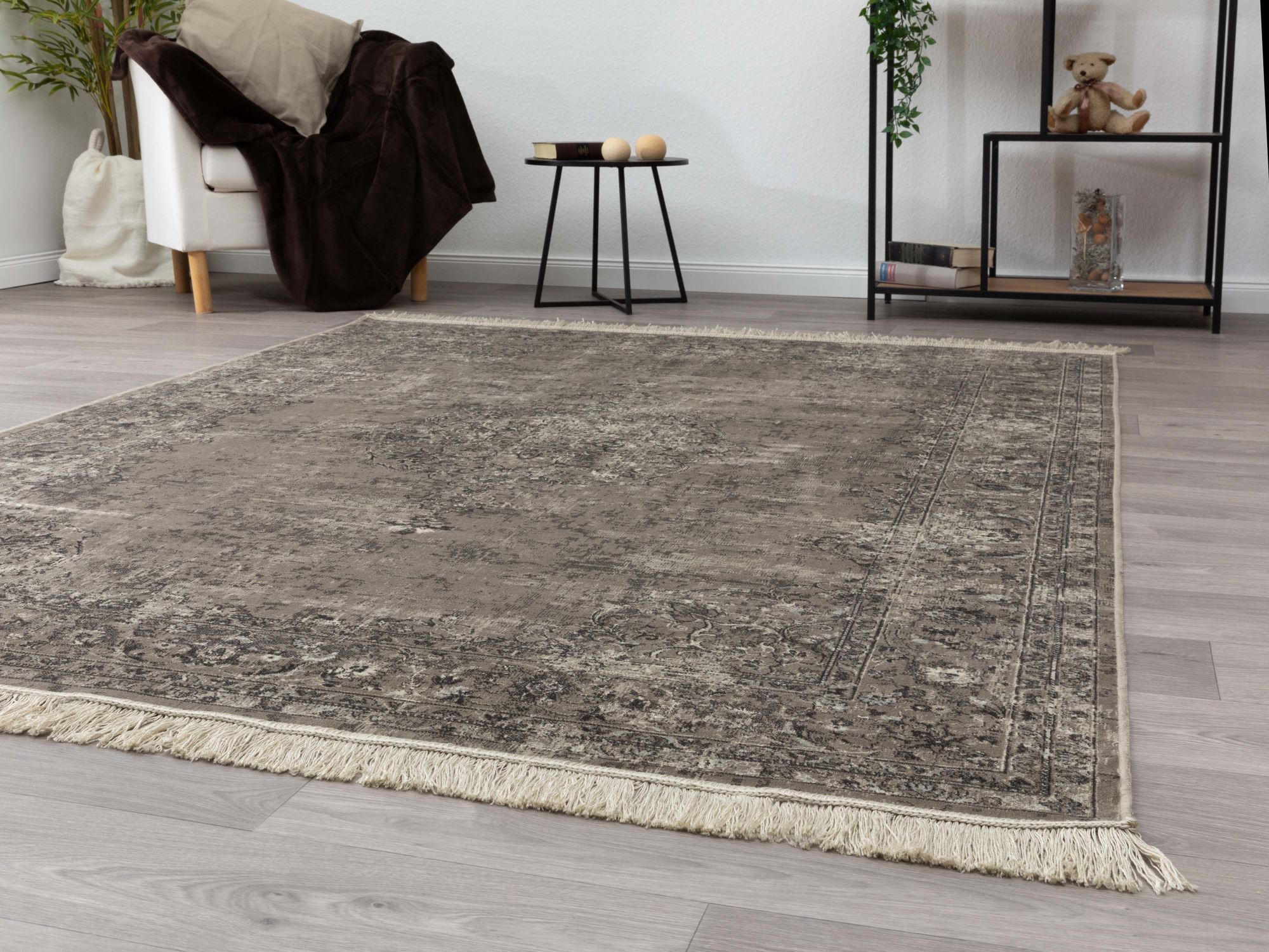 ORIENTTEPPICH 135/195 cm Riad Vintage Keshan - Dunkelgrau, Textil (135/195cm) - Steffensmeier