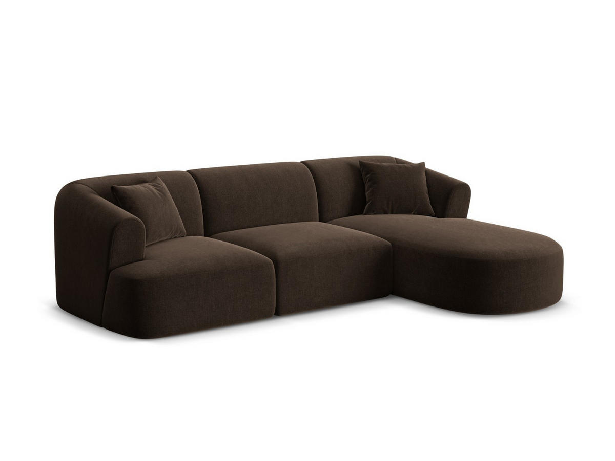 MODULARES-ECKSOFA rechts Campi aus Samt Schokolade 4 Sitzplätze - Dunkelbraun, Textil (156/256cm) - Cosmopolitan Design