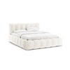 BETT mit Bettkasten und Kopfteil Lupine aus Chenille-Stoff leichtes beige 140x200cm - Creme, Textil (140/200cm) - Micadoni