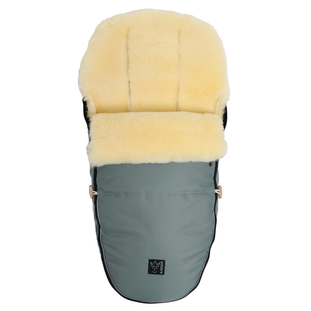 LAMMFELL-FUSSSACK Love the Nature, slit green - Blau, Fell (44/95cm) - Kaiserbaby