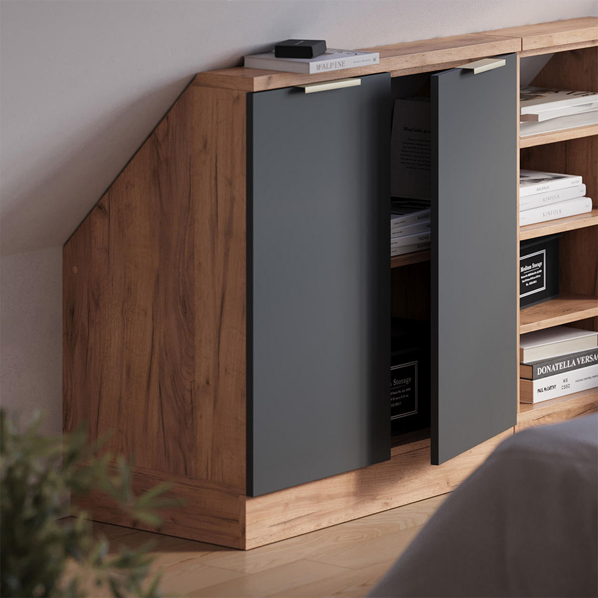 ŠIKMÁ SKŘÍŇ Rion Antracitově zlatý - antracitová, kompozitní dřevo (80/81.6/46cm) - Vicco