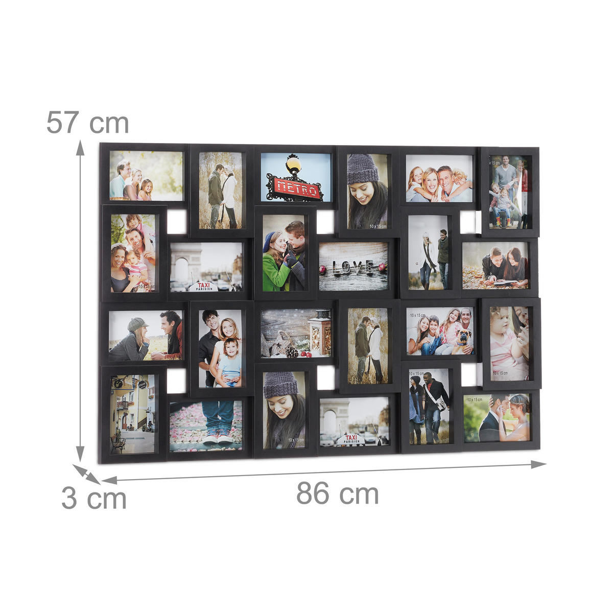 BILDERRAHMEN - Schwarz, Wellpappe/Kunststoff (86/57/3cm) - Relaxdays