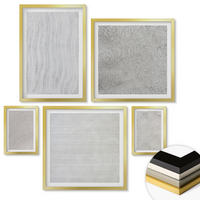 WANDBILDER 5er Set - 50x50 cm & 20x30 cm & 40x60 cm Goldrahmen - Sandmuster geometrische Strukturen - Goldfarben, Kunststoff (40/60cm) - ArtPrintCave