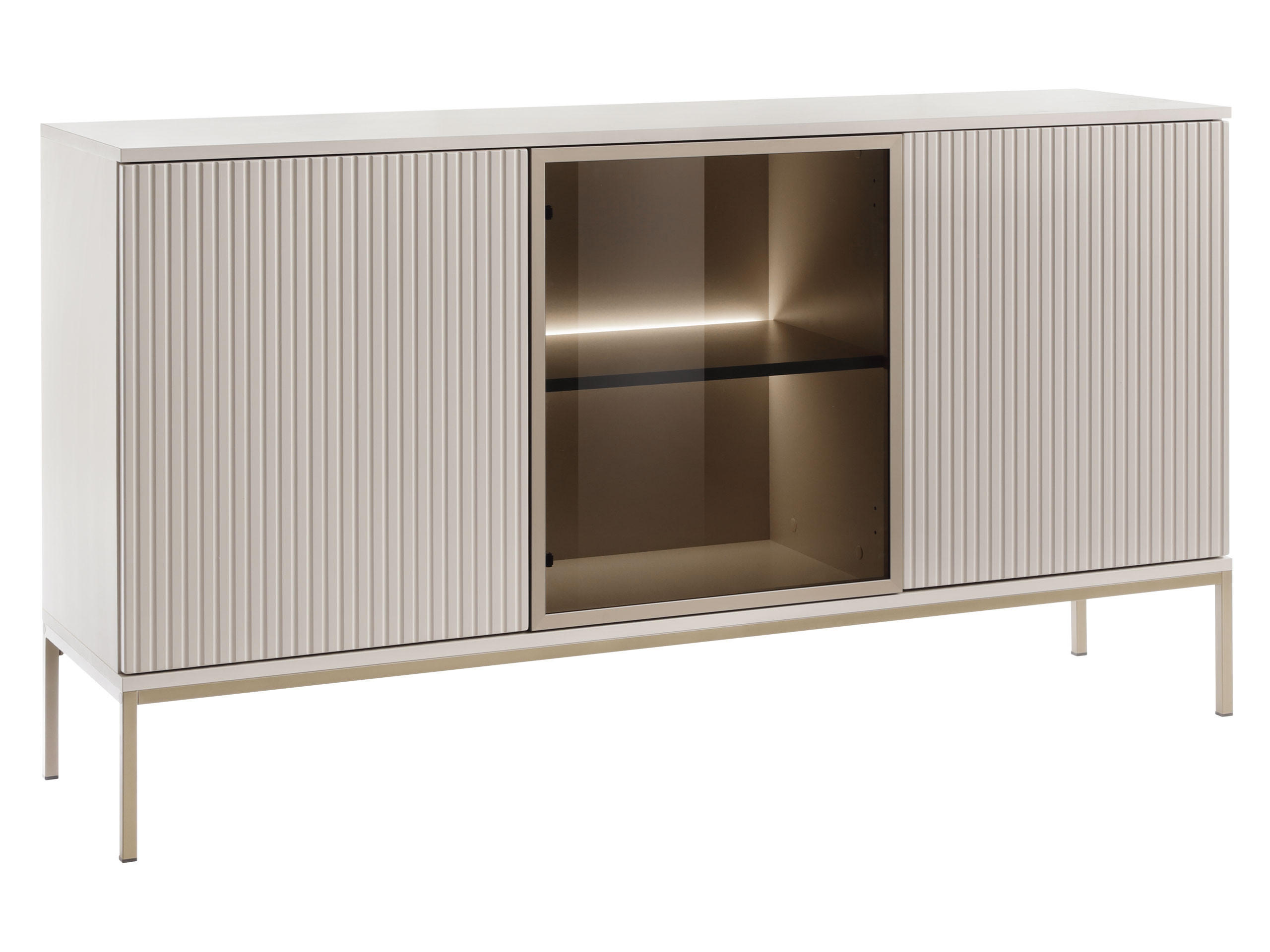 KOMMODE Sento K154 - Kaschmir/Schwarz, Holzwerkstoff/Metall (154/83/39cm) - MIRJAN24