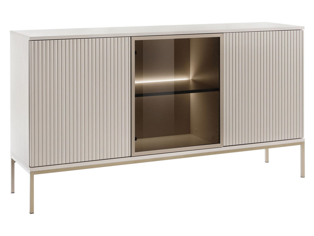 KOMMODE Sento K154 - Kaschmir/Schwarz, Holzwerkstoff/Metall (154/83/39cm) - MIRJAN24