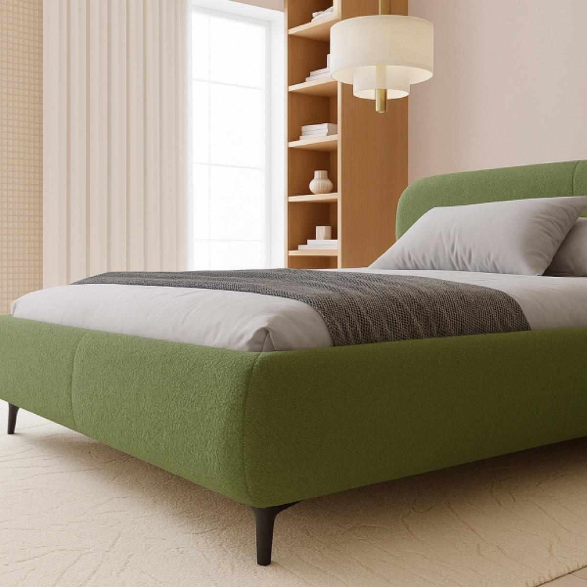 BETT Grün ELLE Gepolstert 180x200 cm - Schwarz/Grün, Kunststoff/Textil (180/200cm) - Sepro Meble