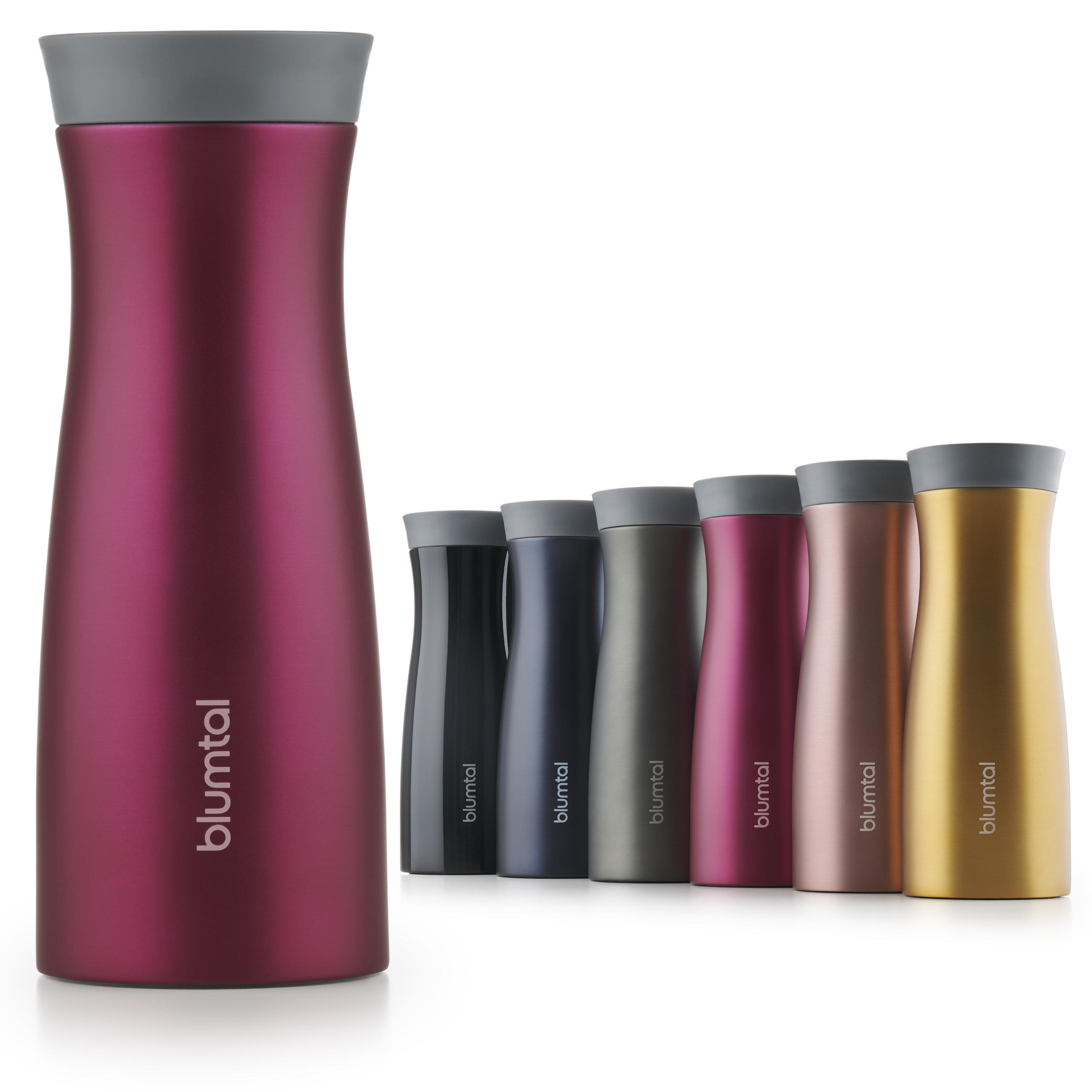 THERMOBECHER 380 ml - Kaffeebecher to go aus Edelstahl - auslaufsicherer Isolierbecher kalt/heiß - 360° Trinköffnung - Pink - Beere, Metall (0.38L) - Blumtal