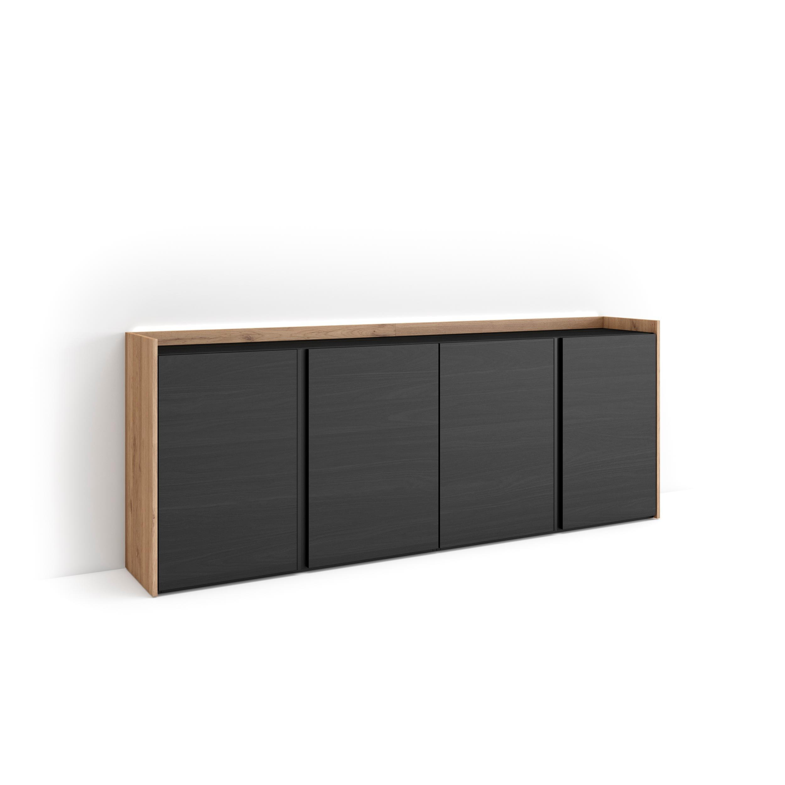 Skraut Home Sideboard, Schwarz 207x80x35 cm