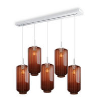 HÄNGELEUCHTE Velo 5-flammig Braun Ø 18cm - Braun/Weiß, Glas (18/18/33cm) - s.luce