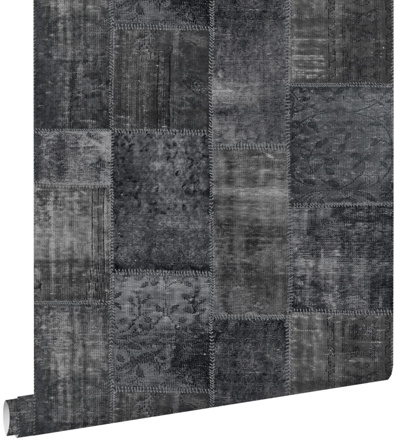 TAPETE Kelim-Patchwork 53 cm x 10.05 m - Schwarz, Papier (53/1000cm) - ESTAhome