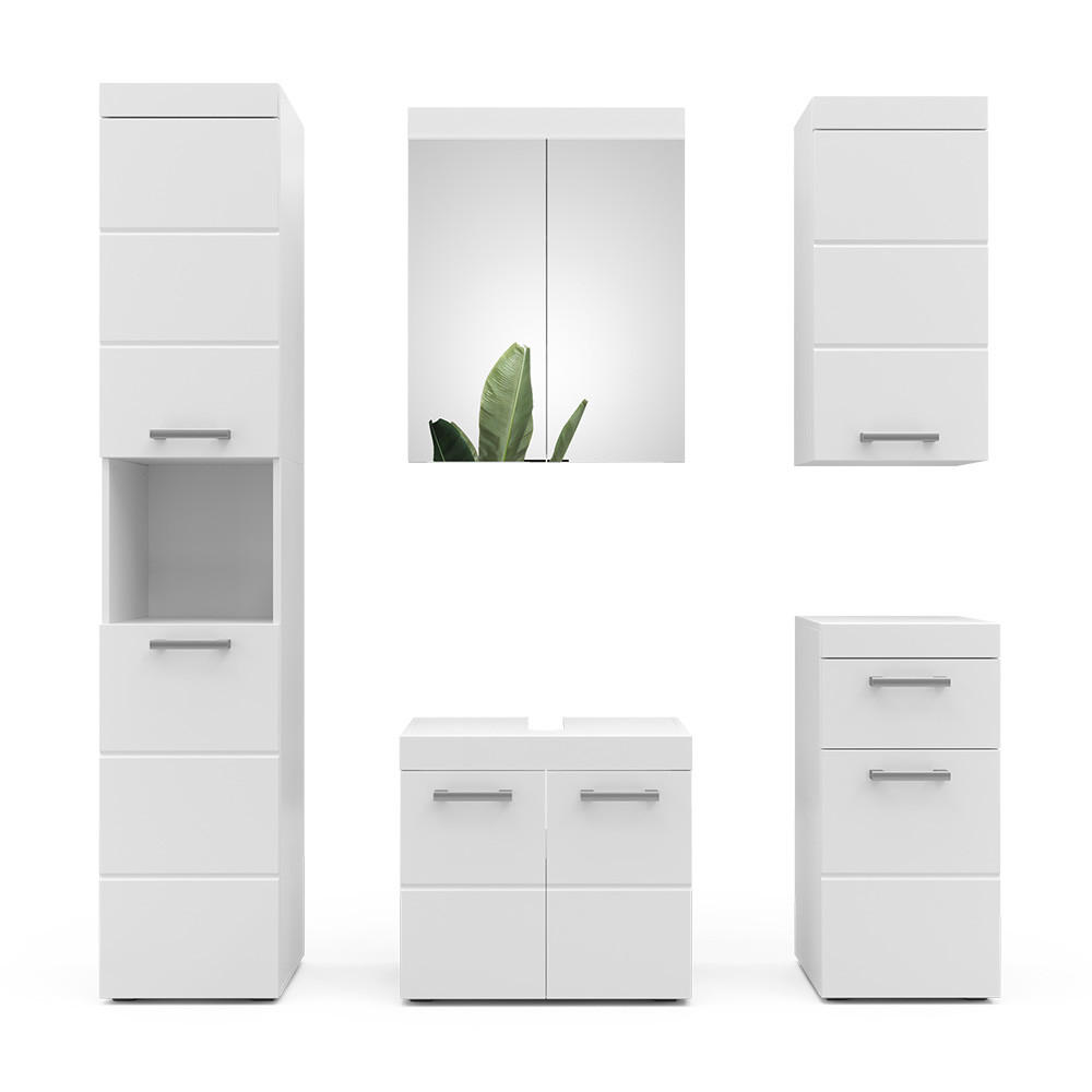 BADMÖBEL-SET Luna Weiß 5 Teile - Weiß, Holzwerkstoff (60/56/34cm) - Vicco