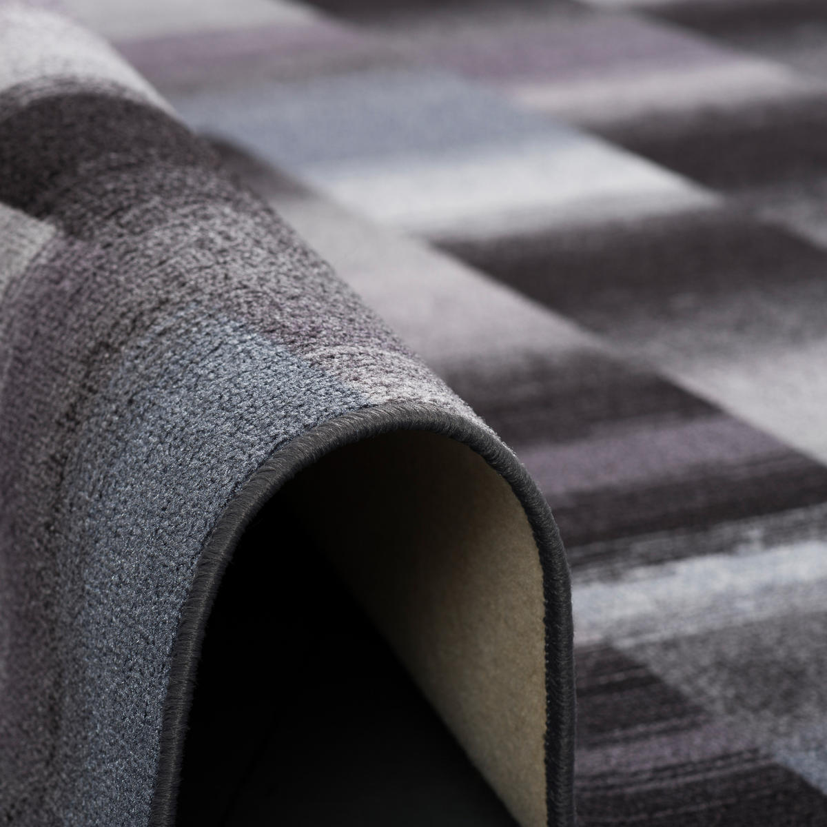 DESIGNER VELOUR TEPPICH MYSTIC KARO - Blaugrau, Textil (80/160cm) - Snapstyle