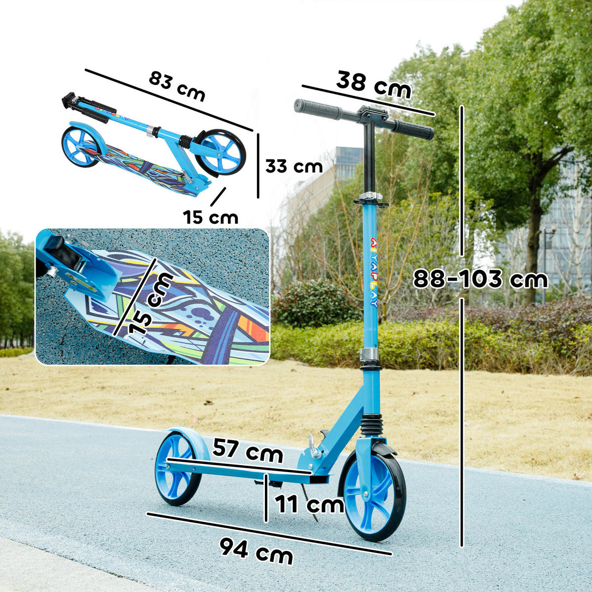 KINDERSCOOTER, Blau, Kunststoff, Metall - Blau, Kunststoff/Metall (94/38/103cm) - AIYAPLAY