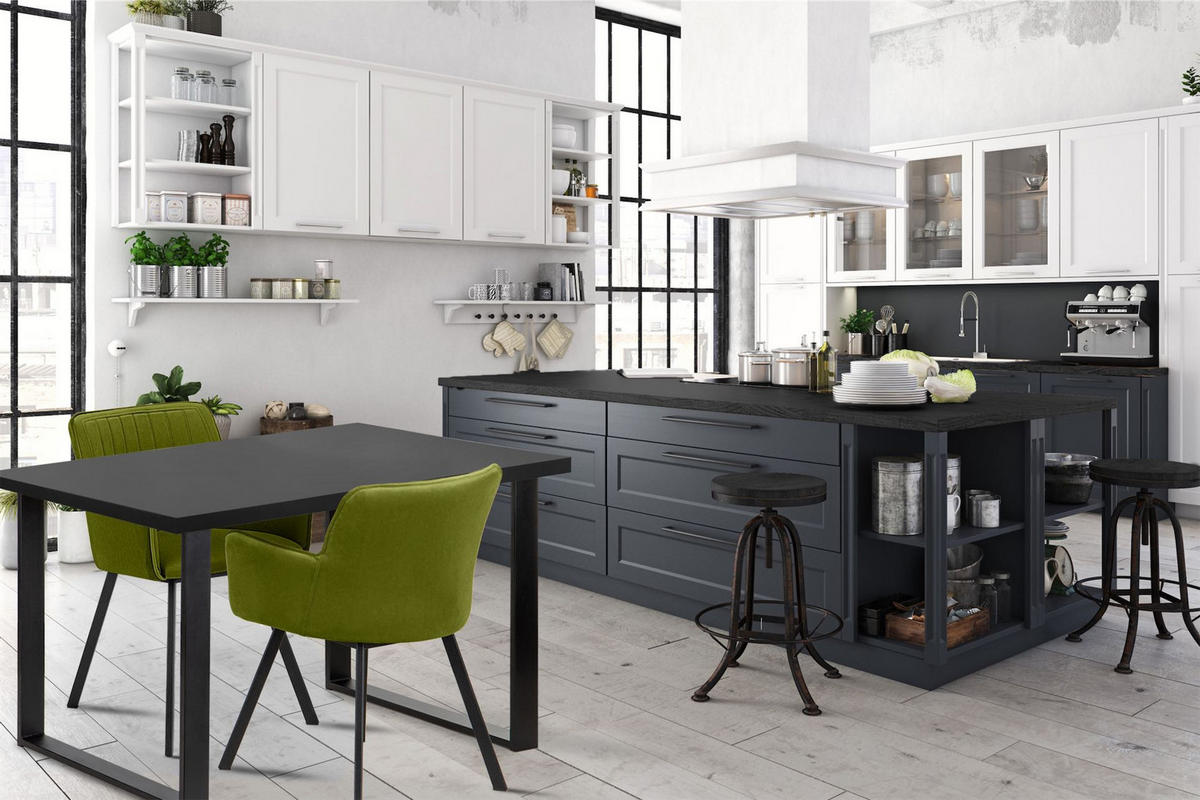 ESSTISCH CETO rechteckig Loft-Stile, schwarz - Schwarz, Holz/Metall (80/125/77cm) - KONSIMO®
